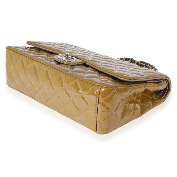 Chanel Tan Quilted Patent Leather Maxi Double Flap - Picture 6 of 7